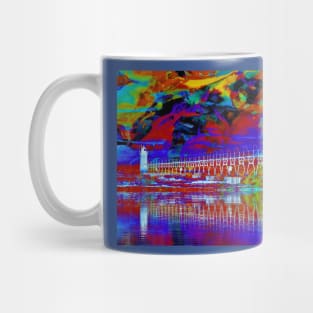 "Painted Water & Sky" - Michigan Fluid Art Lighthouse Series Mug